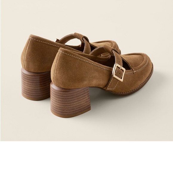 NEW KELSI DAGGER women's caleb t-strap mary jane heel in honey suede - Picture 4 of 4